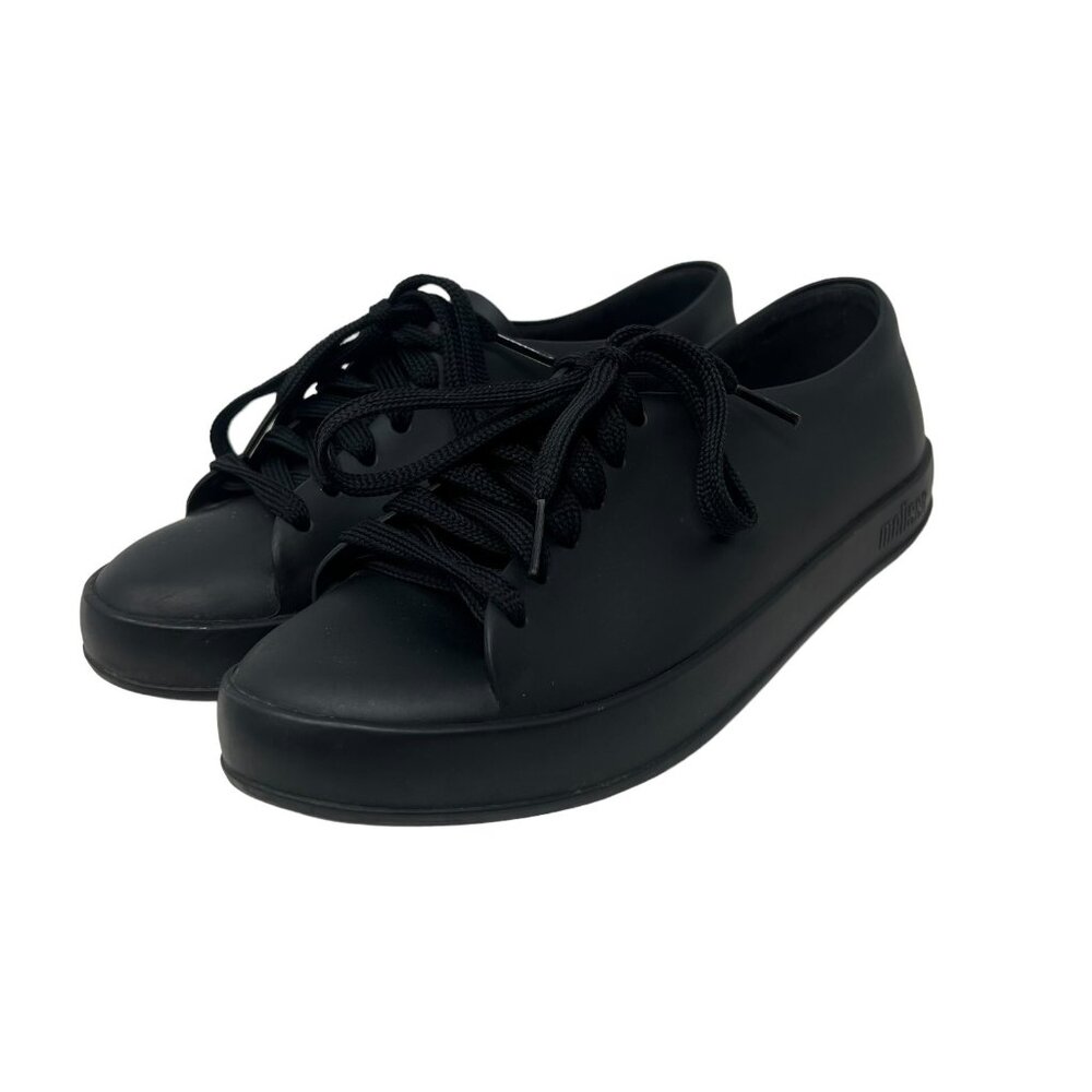 Melissa Ulitsa Women's 7 / EU 38 Black Rubber Lace Up Sneakers Shoes Vegan